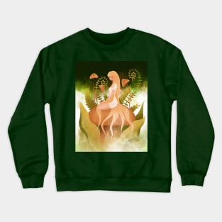 Beautiful fairy with mushrooms in magical plant kingdom Crewneck Sweatshirt